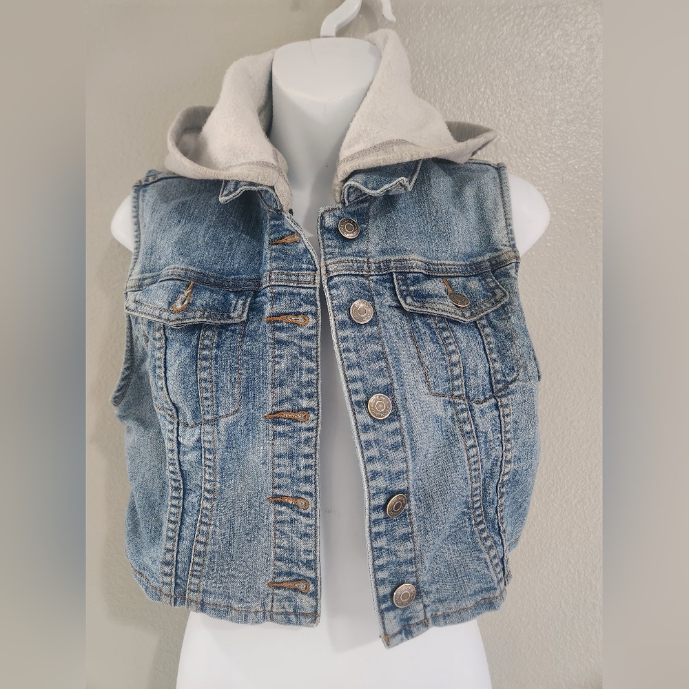 Denim Vest with Detacheble Hood